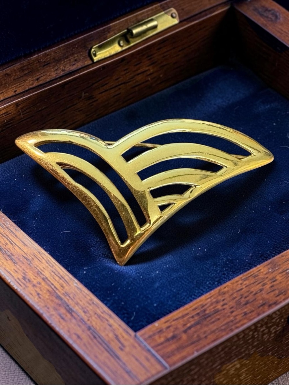 Monet Gold-Tone Wave Brooch